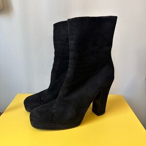 Miu Miu black ankle booties, suede